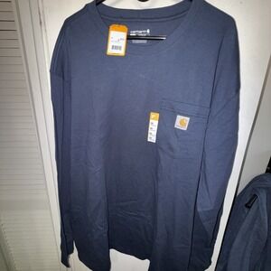 Carhartt 2XL Loose Fit Heavyweight Long Sleeve Pocket T-Shirt Navy NWT K126